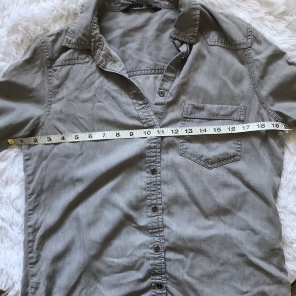 Zara Basic Z1975 Denim Small Grey Long Sleeve Button Down Top - Picture 9 of 9
